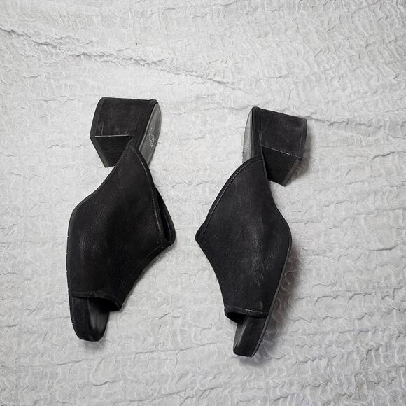 Eileen Fisher Sandals Womens 10 Fala Black Slip On Open Toe Minimalist Leather - Picture 3 of 9